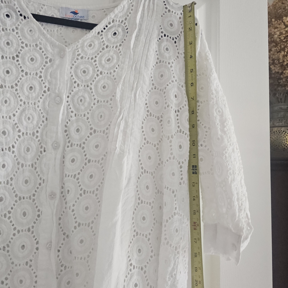 Sunny Oceans White Eyelet Swim Coverup